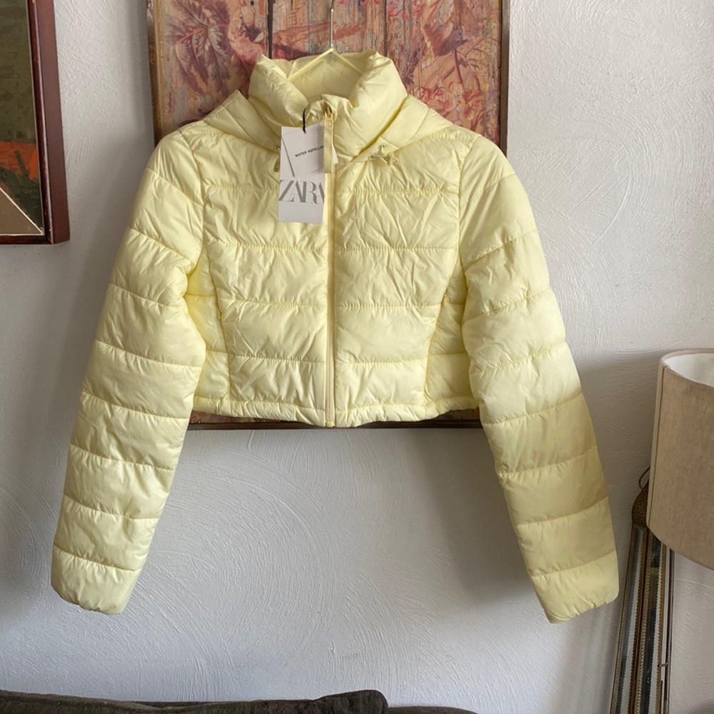 NWT ZARA PUFFER JACKET WATER REPELLENT CROP PUFFY JACKET CROPPED COAT XS - Picture 4 of 16